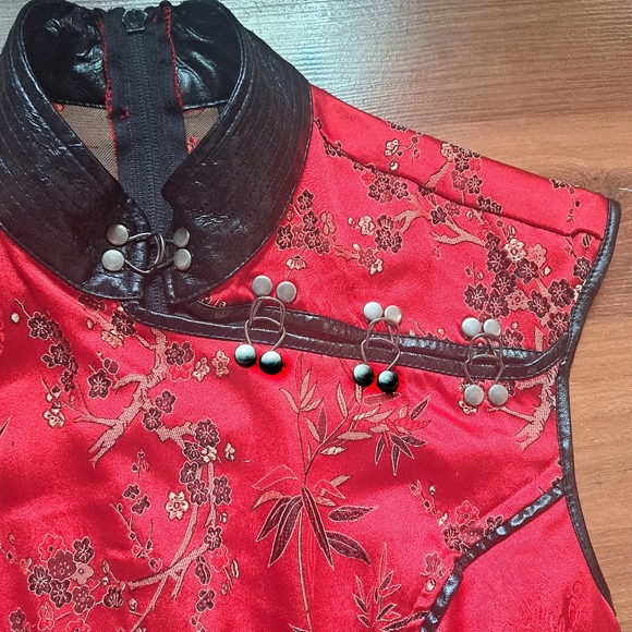 Lip Service Rare Vintage Cult RED Satin Geisha costume sexy Mini Fetish Dress - Picture 7 of 8